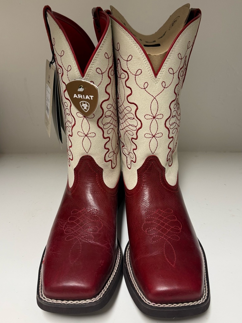 Ariat Callie Red and Cream Embroidered Western Boots